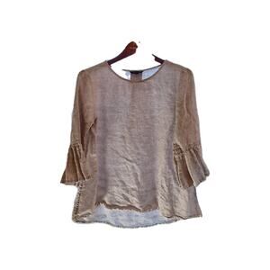 John Mark Women's Size M Long Sleeve Linen Blouse